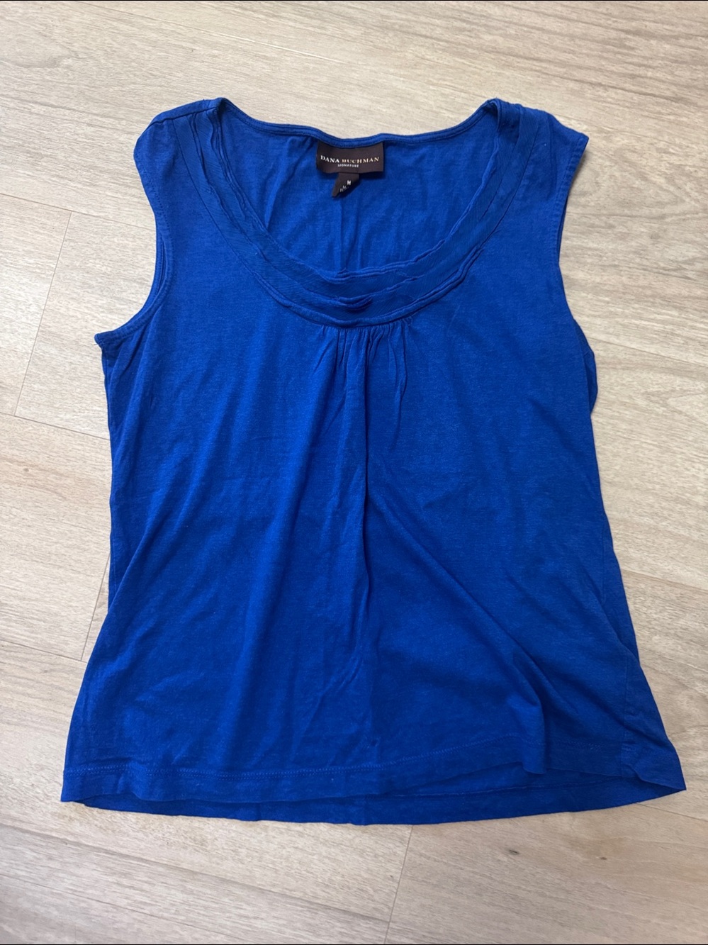Dana Buchman Cobalt Blue Pleated Scoop Neck Tank